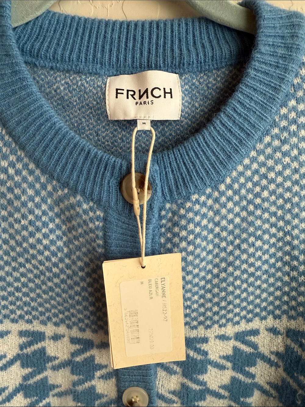 FRNCH Paris Elyanne Cardigan in Blue Azur - Picture 2 of 8